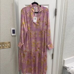 Chic Long Sleeve Floral Dress in Pink and Yellow